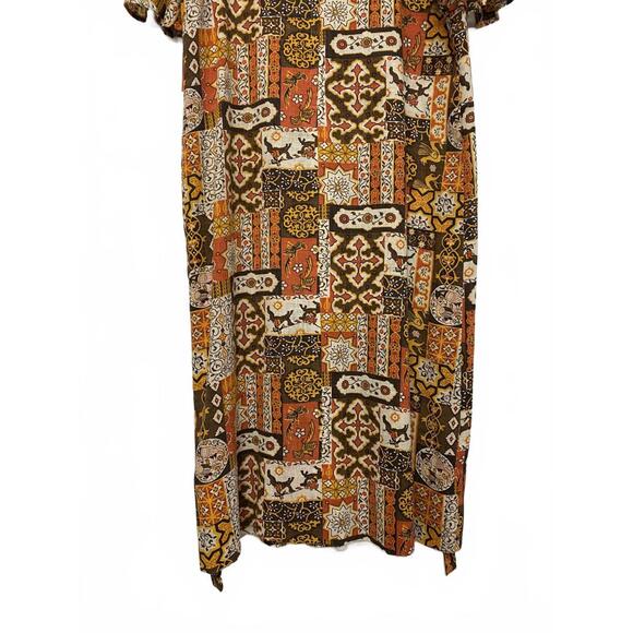 True Vintage 1960s Lady Lewis Women's Graphic Patchwork Print Dress Muumuu OSFM - Picture 7 of 8